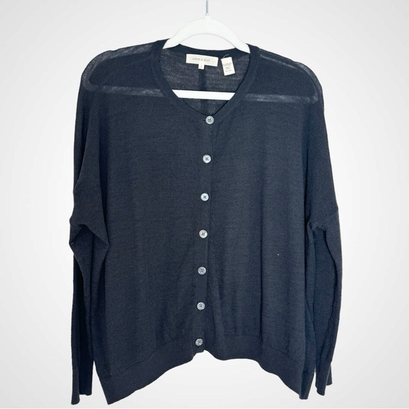 INHABIT Button Down Gray Crew Neck Wool Cardigan Small - Picture 1 of 3